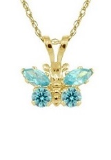 adorable teeny rope chain yellow gold heart March birthstone baby necklace